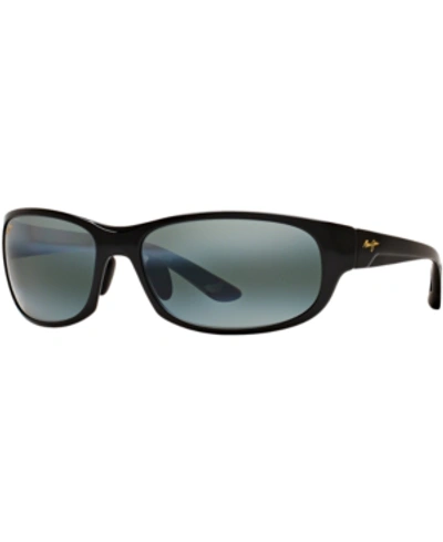 Shop Maui Jim Polarized Twin Falls Polarized Sunglasses, 417 63 In Black Shiny/grey Mir Pol