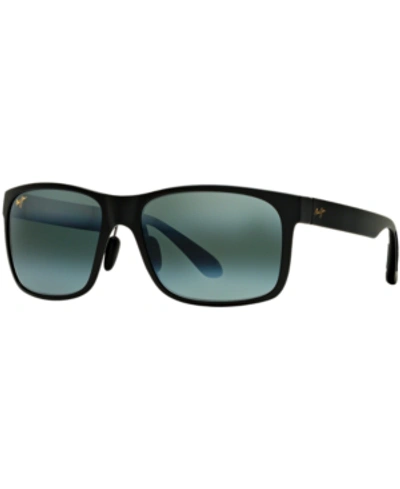 Shop Maui Jim Red Sands Polarized Sunglasses, 423 In Black Matte/grey Mirrored Polarized