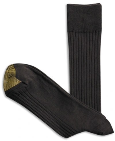 Shop Gold Toe Men's 3-pack Dress Canterbury Crew Socks In Black