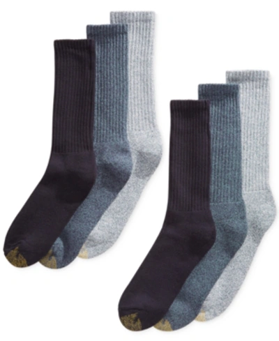 Shop Gold Toe Men's 6-pack Casual Harrington Socks In Denim Asst.