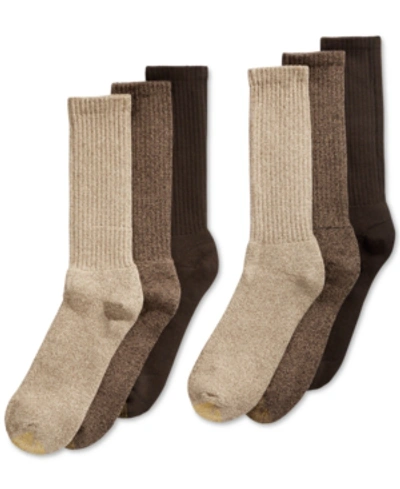 Shop Gold Toe Men's 6-pack Casual Harrington Socks In Khaki Asst.