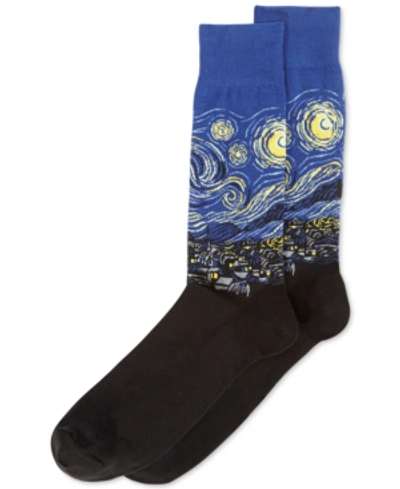 Shop Hot Sox Men's Socks, Starry Night In Blue/black