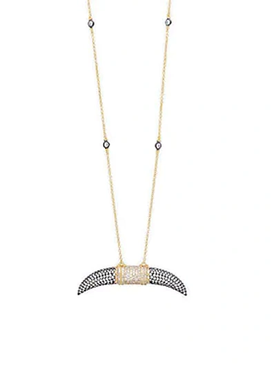Shop Freida Rothman Crystal Long Pav&eacute; Horn Chain Necklace