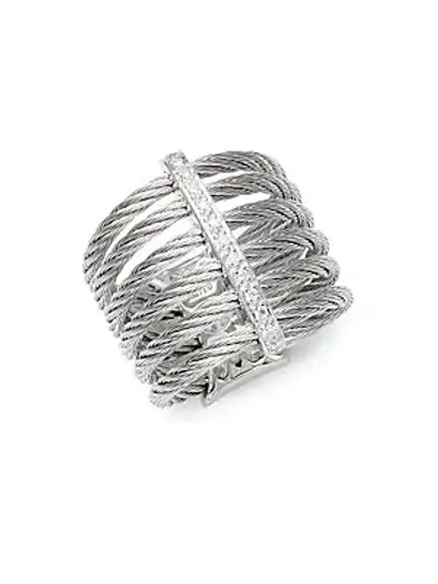 Shop Alor Cable 18k White Gold & Diamond Midi Ring
