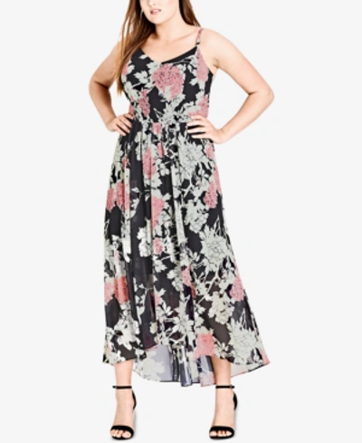 Shop City Chic Trendy Plus Size Printed Maxi Dress In Bonsai