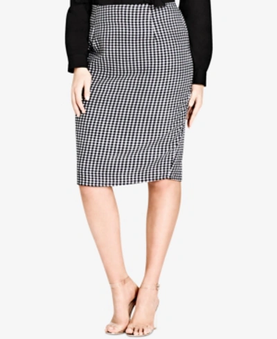 Shop City Chic Trendy Plus Size Printed Pencil Skirt In Grey