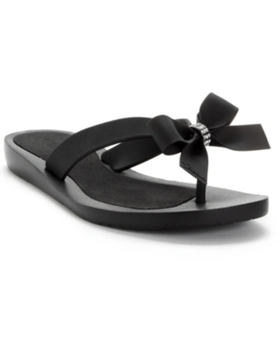 Guess Tutu Bow Flip Flop Women's Us 6 Black Rhinestone Slip On Sandals Zpo2254 In Black