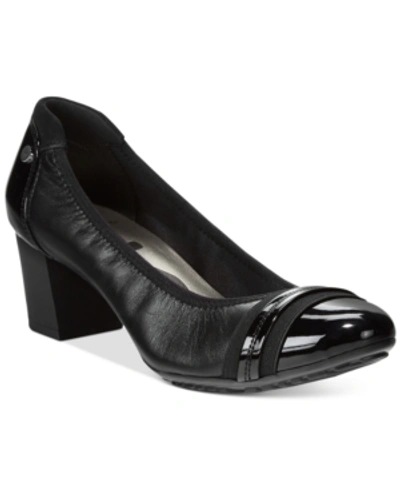 Shop Anne Klein Sport Guardian Block Heel Pumps In Black Leather