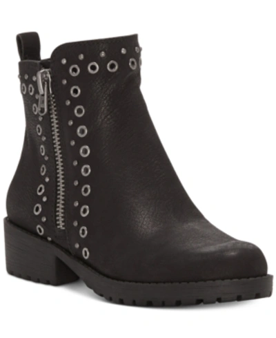 Shop Lucky Brand Hannie Grommet-studded Booties Women's Shoes In Black