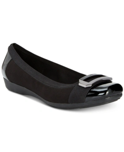 Shop Anne Klein Sport Uplift Buckle Flats In Black