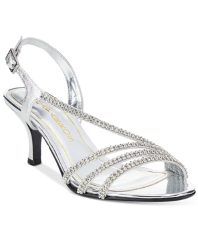 Shop Caparros Bethany Embellished Asymmetrical Slingback Evening Sandals Women's Shoes In Silver Metallic