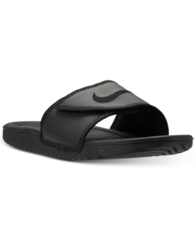 Shop Nike Men's Kawa Adjustable Slide Sandals From Finish Line In Black/black