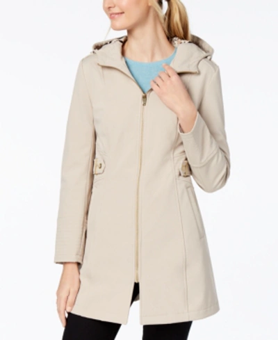 Shop Via Spiga Side-tab Hooded Raincoat In Putty