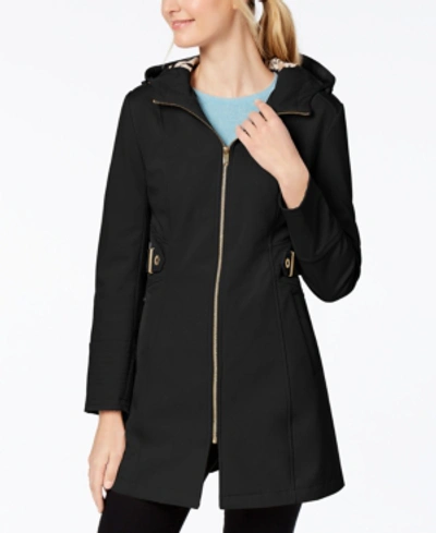 Shop Via Spiga Side-tab Hooded Raincoat In Black