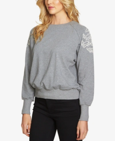 Shop 1.state Embroidered Sweatshirt In Smoke Heather