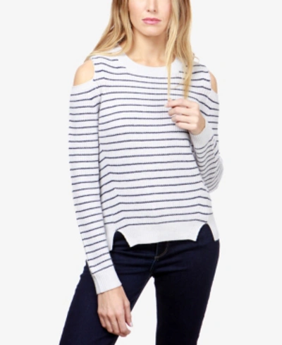Shop Lucky Brand Striped Cold-shoulder Sweater In Natural Mult