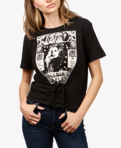 Shop Lucky Brand Cotton Lace-up T-shirt In Black
