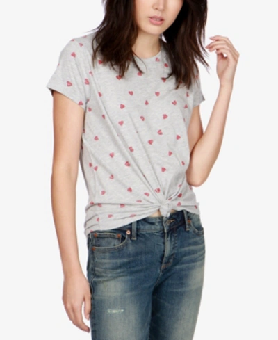 Shop Lucky Brand Heart-print T-shirt In Heather Grey