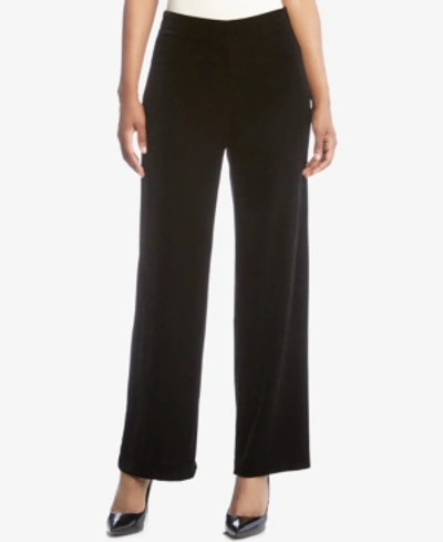 Shop Karen Kane Velvet Wide-leg Pants In Black