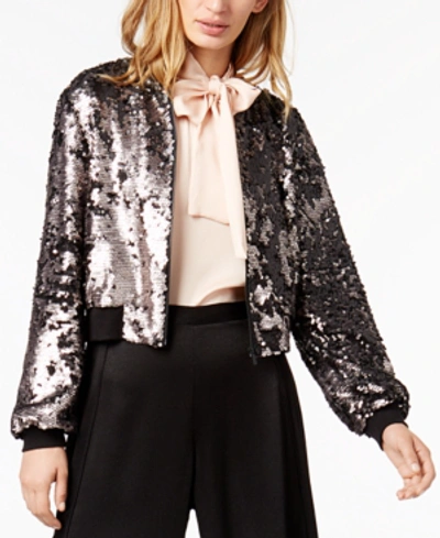 Shop 1.state Sequined Bomber Jacket In Lustre Nude