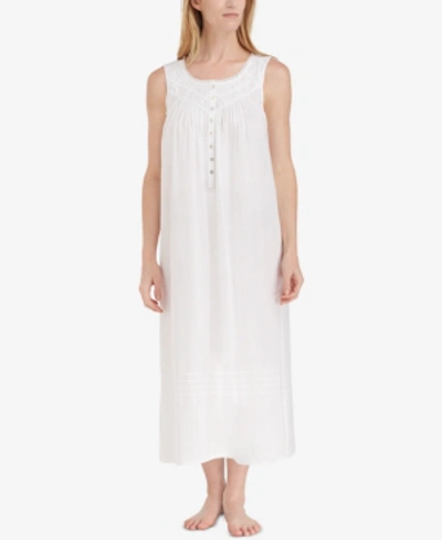 Eileen West Sleeveless Cotton Lawn Ballet Nightgown In White