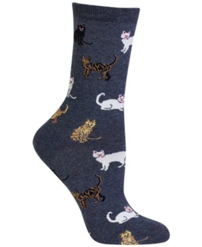 Shop Hot Sox Women's Cats Fashion Crew Socks In Denim