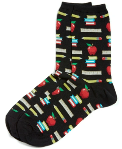 Shop Hot Sox Women's Teacher's Pet Fashion Crew Socks In Black