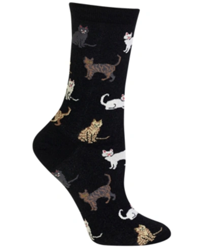 Shop Hot Sox Women's Cats Fashion Crew Socks In Black