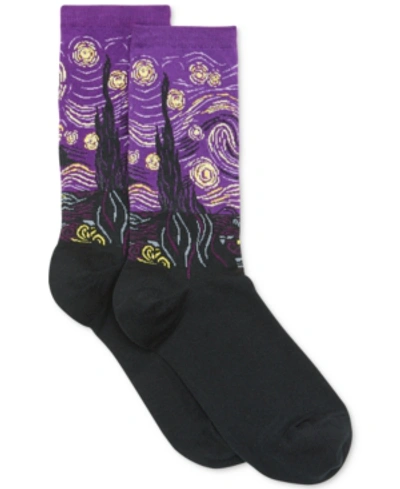 Shop Hot Sox Women's Starry Night Fashion Crew Socks In Purple