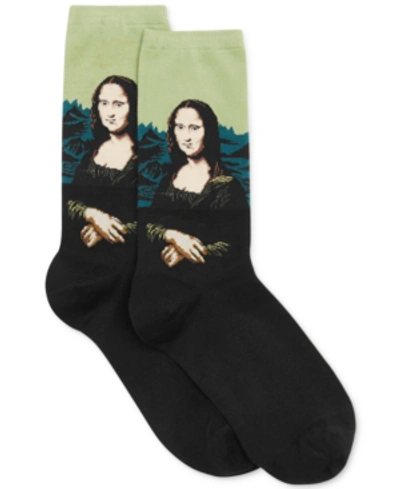 Shop Hot Sox Women's Mona Lisa Artist Series Fashion Crew Sock In Leaf Mona Lisa