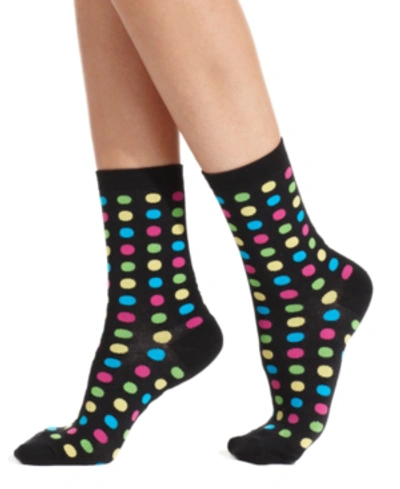 Shop Hot Sox Women's Fun Dot Fashion Crew Socks In Black