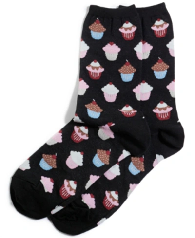 Shop Hot Sox Women's Printed Trouser Socks In Black Cupcakes