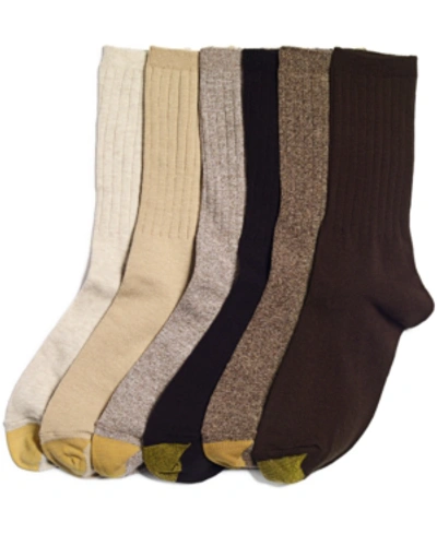 Shop Gold Toe Women's 6-pack Casual Ribbed Crew Socks In Oatmeal