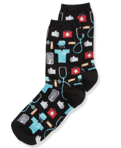 Shop Hot Sox Women's Medical-professionals Theme Crew Socks In Black