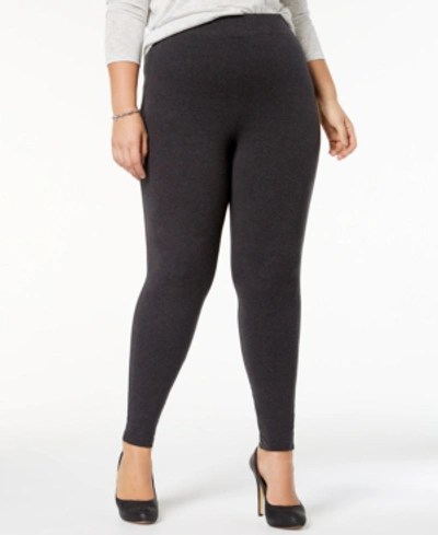 Shop Hue Women's Plus Size Cotton Leggings, Created For Macy's In Graphite Heather