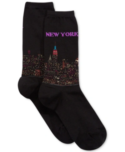 Shop Hot Sox Women's New York Fashion Crew Socks In Black