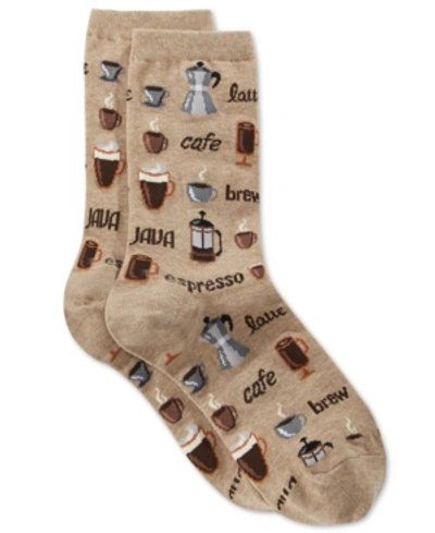 Shop Hot Sox Women's Coffee Fashion Crew Socks In Hemp Heather