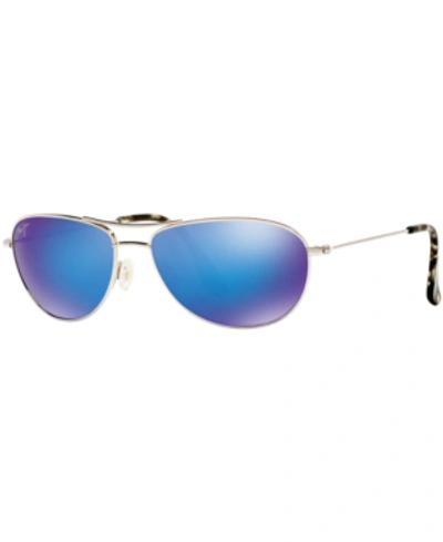 Shop Maui Jim Baby Beach Polarized Sunglasses, 245 In Silver Shiny/blue Mirror Polar