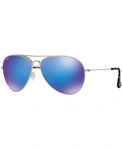 Shop Maui Jim Polarized Mavericks Sunglasses, 264 In Silver Shiny/blue Mirror Polar