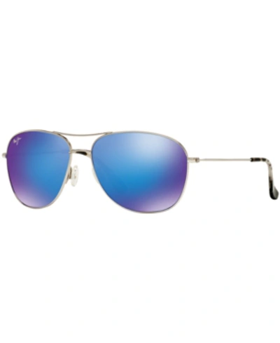 Shop Maui Jim Polarized Cliffhouse Sunglasses, 247 In Silver Shiny/blue Mirror Polar