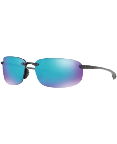 Shop Maui Jim Polarized Hookipa Sunglasses, 407 Blue Hawaii Collection In Grey Shiny/blue Mirror Polar
