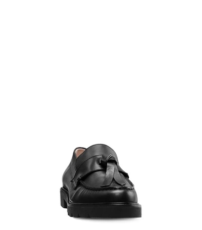 Shop Stuart Weitzman The Tassel Loafer In Black Nappa Leather