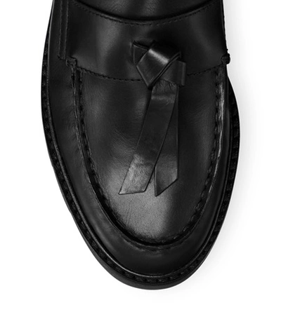 Shop Stuart Weitzman The Tassel Loafer In Black Nappa Leather