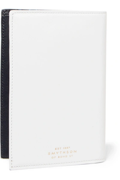 Shop Smythson Bon Voyage Leather Passport Cover In White