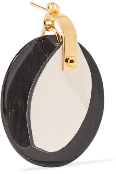 Shop Marni Gold-tone, Horn And Leather Earrings In White
