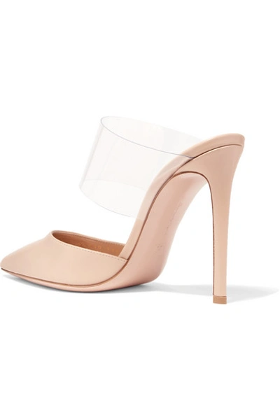 Shop Gianvito Rossi Virtua 105 Pvc And Leather Mules In Neutral