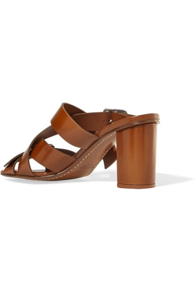 Shop Jil Sander Buckled Leather Sandals In Brown