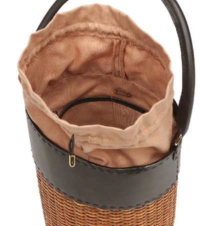 Shop Kayu Lucie Leather-trimmed Bucket Bag In Beige