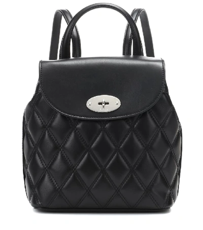 Shop Mulberry Mini Bayswater Leather Backpack In Llack-silver Toeed