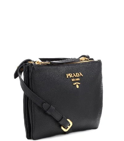 Shop Prada Daino Small Leather Crossbody Bag In Black